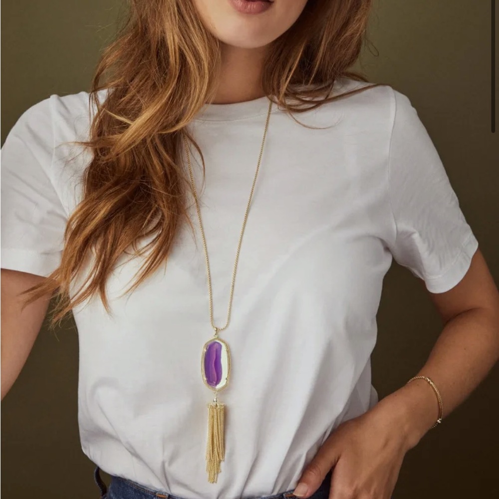Kendra Scott Long white pendant necklace with tassel